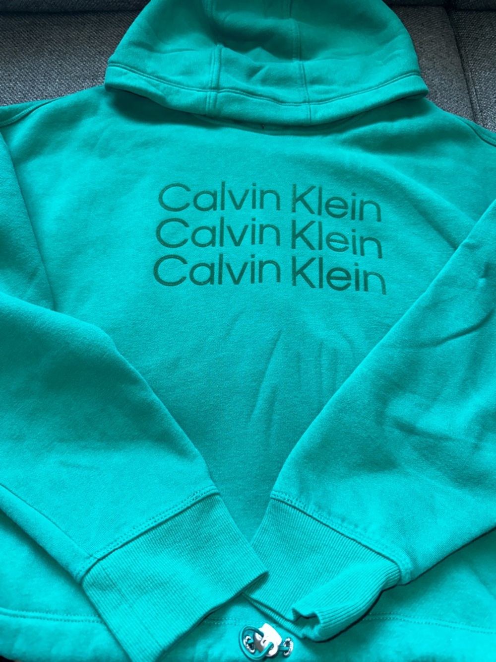 Calvin Klein Performance Teal Hoodie with Triple Logo